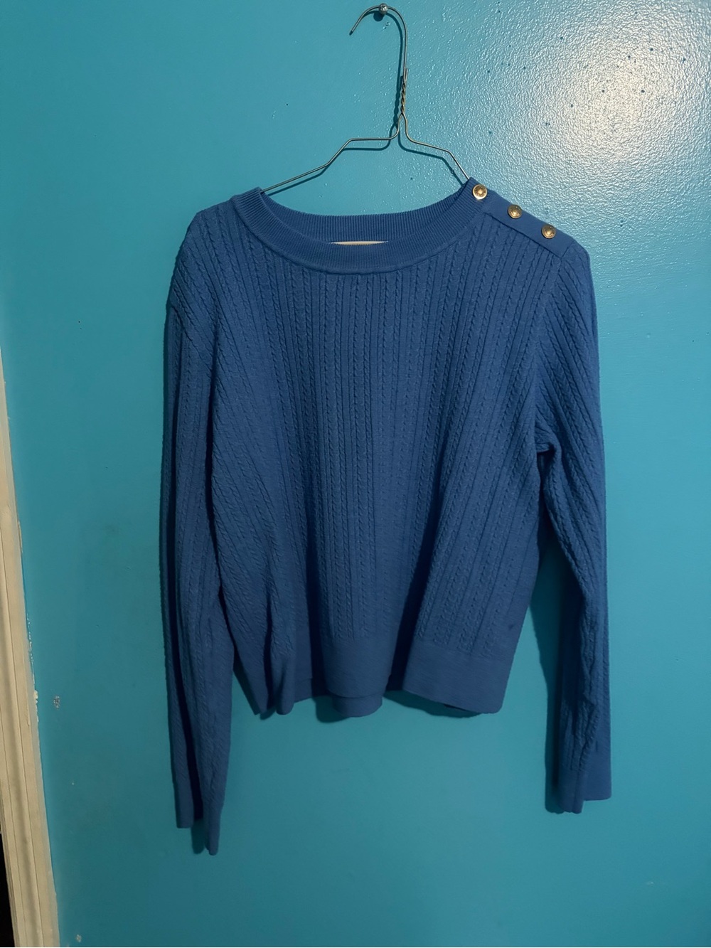 Michael Kors Royal Blue Cable Knit Sweater with Gold Label